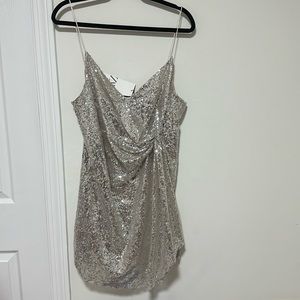 Zara Silver Sequins Mini Dress